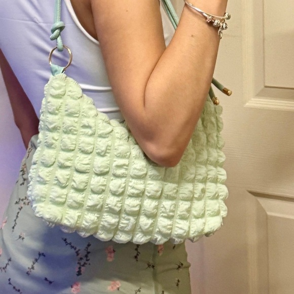 #22 Casual Canvas Wrinkle shoulder Bag with knot strap detail - Picture 3 of 5